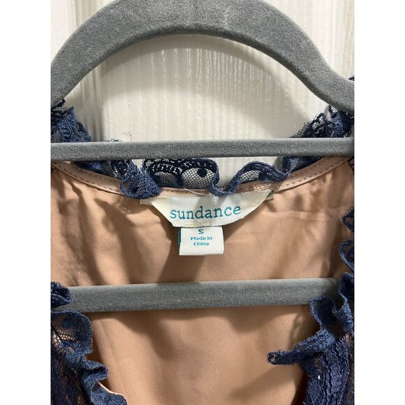 Sundance Sweep Of Lace Dress Blue Lined Small Short Sleeve Boho Modest - Picture 3 of 5